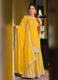 Yellow Golden Embroidered Sharara Suit