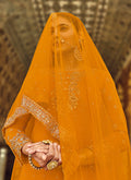 Orange Golden Zari Wedding Lehenga Kurti In Uk