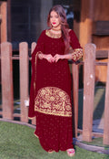 Red Golden Embroidered Sharara Suit