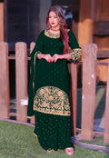 Green Golden Embroidered Sharara Suit