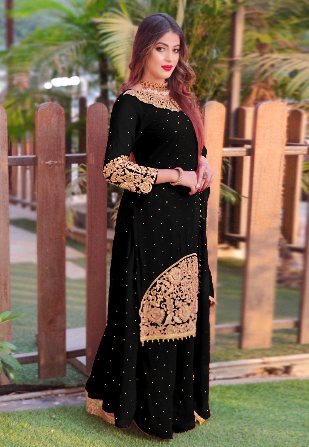 Black Party wear Sharara Suit at Rs.739/Piece in surat offer by Fedex  Fashion