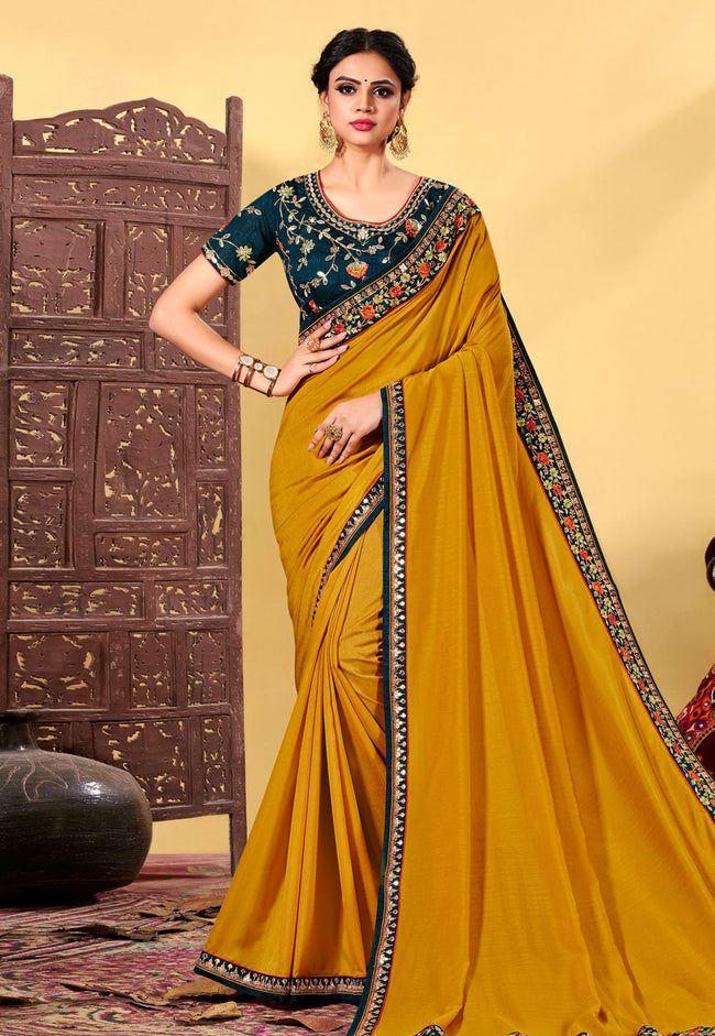 Yellow and Green Traditional Saree