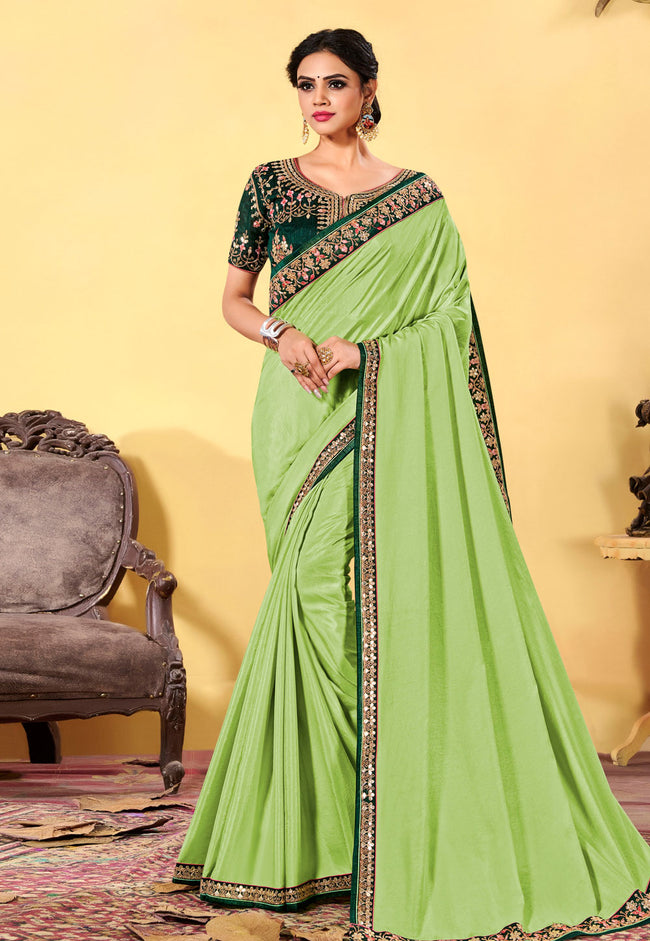 Green Dual Tone Traditional Saree