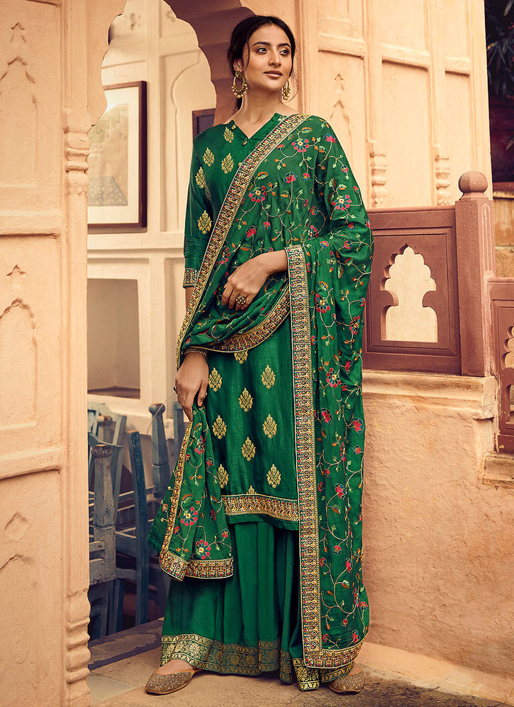Dark Green Gharara Suit