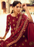 Indian Clothes - Deep Red Multi Embroidered Gharara Suit