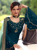 Indian Clothes - Turquoise Embroidered Sharara Suit