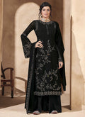 Black All Over Crystal Embroidered Palazzo Suit