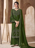 Green All Over Crystal Embroidered Palazzo Suit
