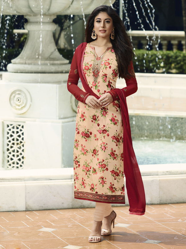 Peach Red Hues Brasso Designer Pant Suit
