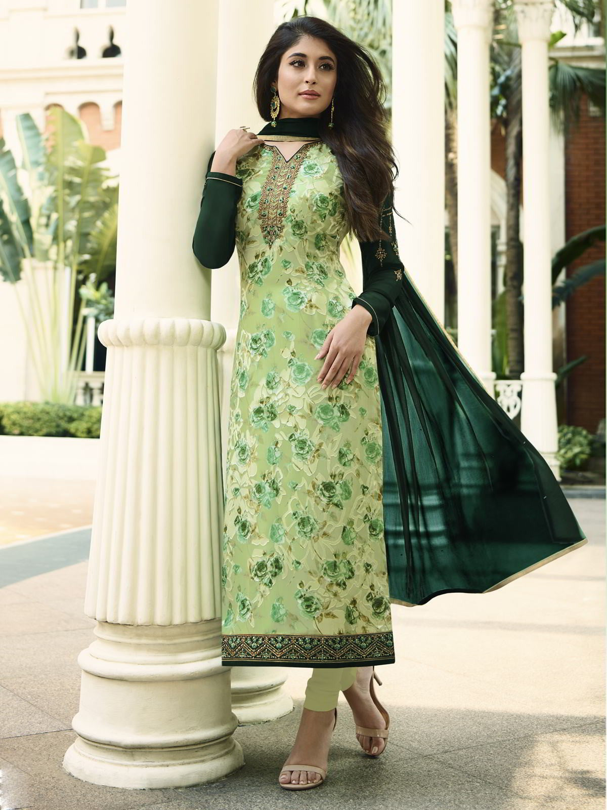 Green Hues Brasso Designer Pant Suit