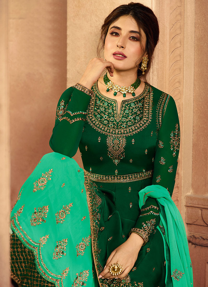 Green Dual Tone Designer Palazzo Suit