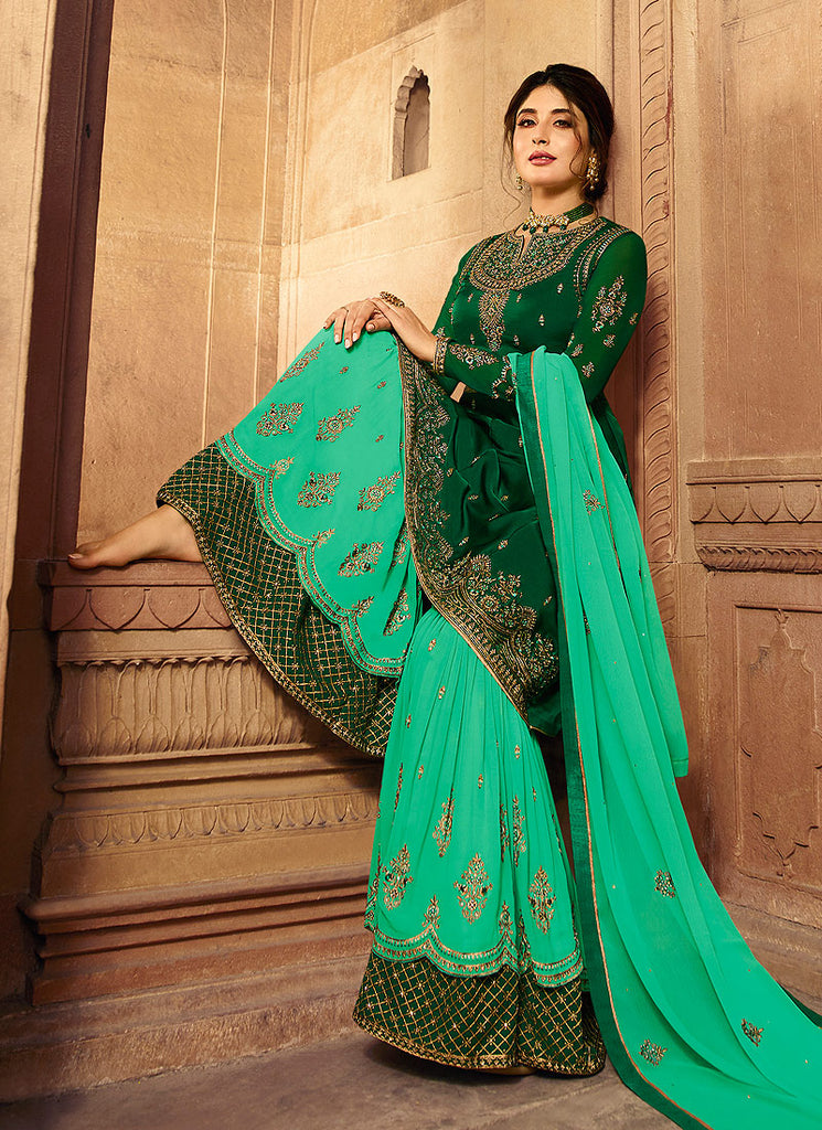 Green Dual Tone Designer Palazzo Suit