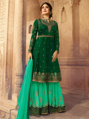 Green Dual Tone Designer Lehenga/Palazzo Suit