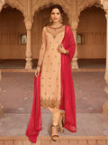 Peach And Deep Pink Designer Lehenga/Pant Suit