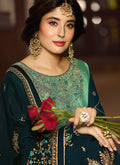 Turquoise Shaded Multi Embroidered Pakistani Pant Suit
