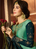 Turquoise Shaded Multi Embroidered Pakistani Pant Suit