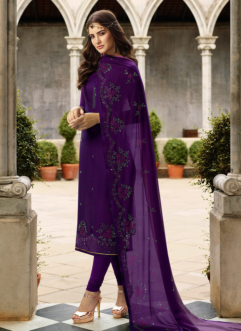 Purple churidar dress store
