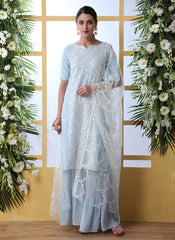 Light Blue Designer Palazzo Style Suit