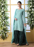 Teal Blue And Green Palazzo Style Suit