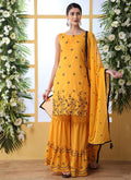 Yellow And Black Palazzo Suit