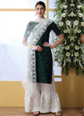 Green And White Palazzo Style Suit