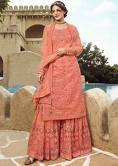 Peach Pakistani Gharara Suit