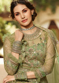 Indian Clothes - Light Green Embroidered Anarkali Suit