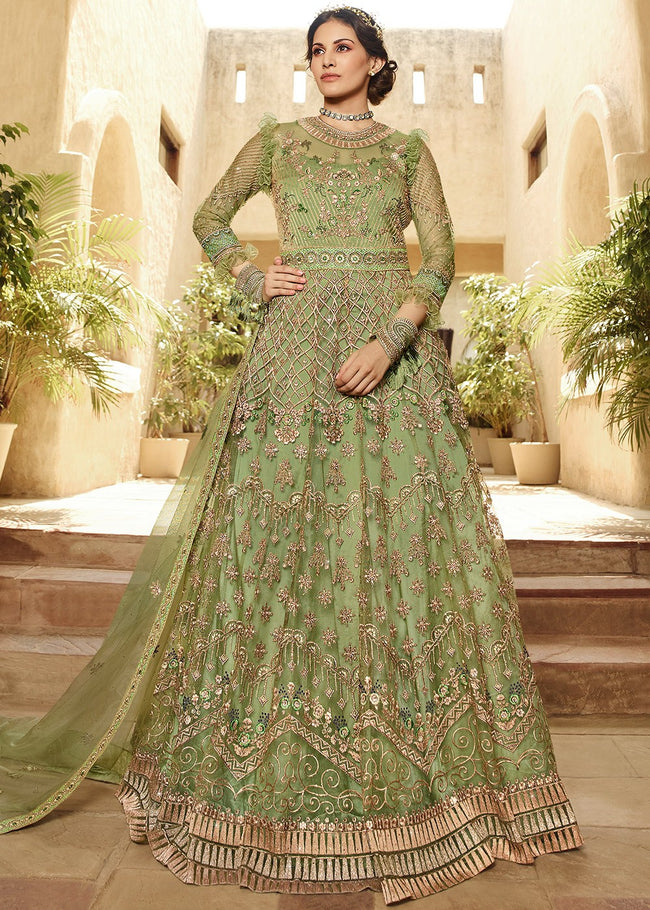 Shop Designer Green Anarkali Dress | Pernia's Pop-Up Shop 2024