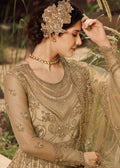 Indian Clothes - Beige Golden Embroidered Anarkali Suit