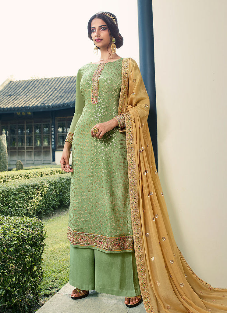 Green And Yellow Palazzo Suit
