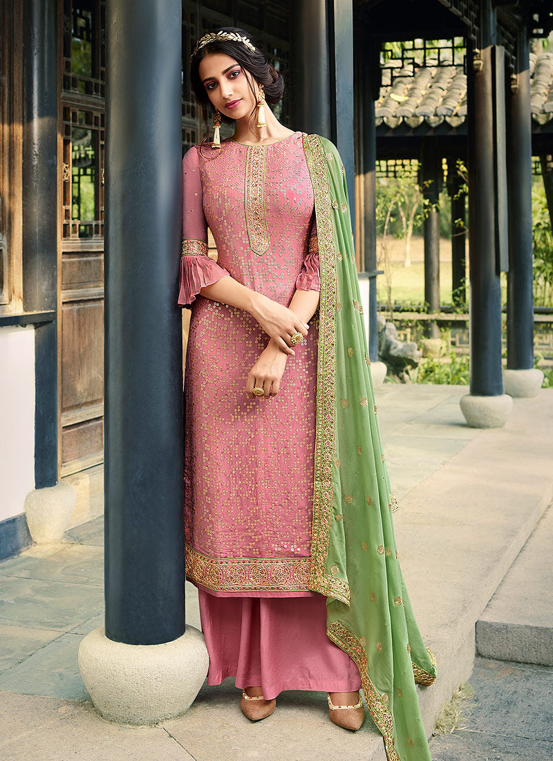 Buy Pink And Green Palazzo Suit In USA, UK, Canada, Australia ...