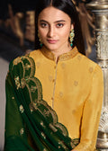 Indian Clothes - Yellow And Green Designer Sharara Suit 