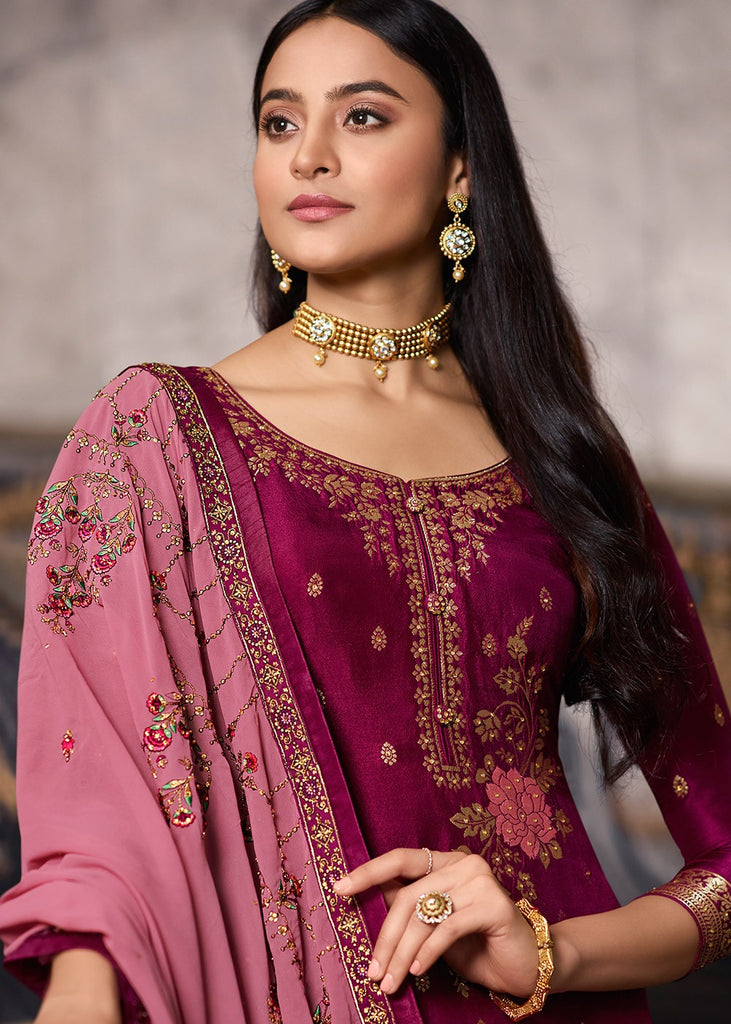 Indian Suits - Pink Designer Sharara Suit