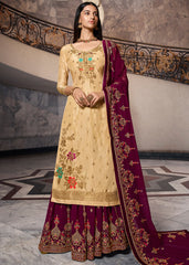 Cream Designer Sharara Suit