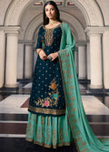 Turquoise Designer Sharara Suit