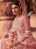 Pink Beige Embroidered Gharara Suit