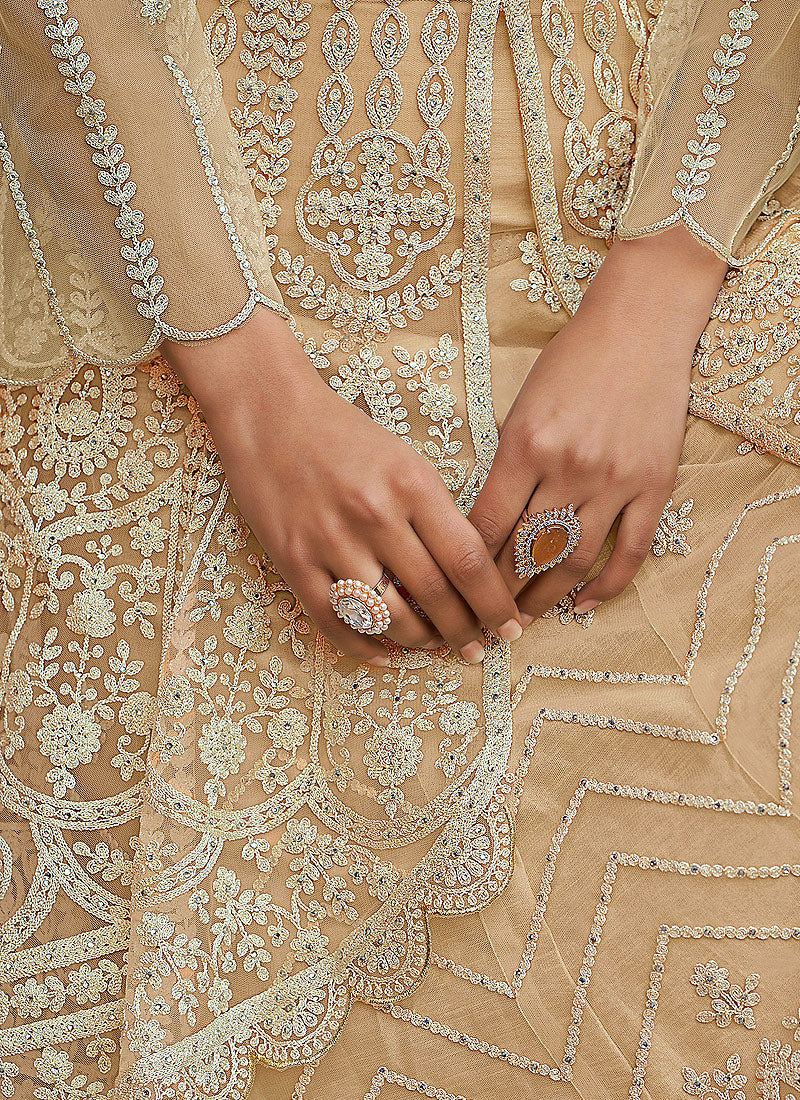 Beige White Gharara Suit In Uk