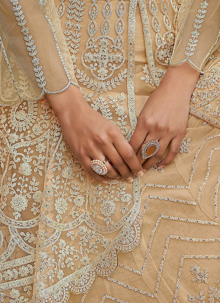 Beige White Gharara Suit In Uk