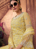 Pale Yellow Designer Gharara Suit