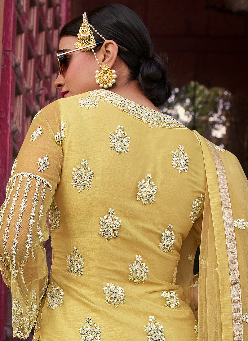 Pale Yellow Designer Gharara Suit In Canada