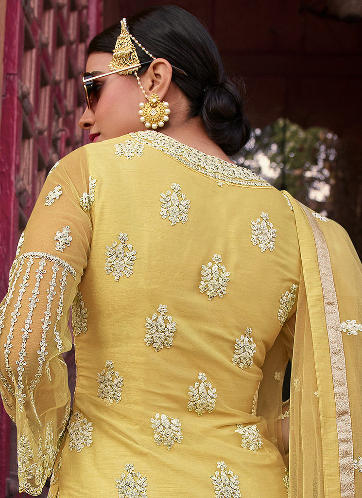 Pale Yellow Designer Gharara Suit In Canada