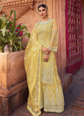 Pale Yellow Embroidered Designer Gharara Suit