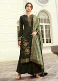 Olive Green Multi Embroidered Palazzo Suit