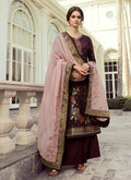 Magenta Multi Embroidered Palazzo Suit