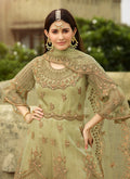 Olive Green Anarkali Palazzo Suit In usa