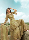 Olive Green Anarkali Palazzo Suit In usa uk canada
