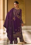 Purple Embroidered Wedding Pant Suit
