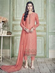 Peach Ethnic Designer Pakistani Pant Suit