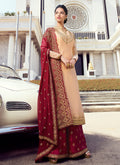 Indian Clothes - Red And Golden Embroidered Palazzo Suit