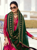 Pink And Green Embroidered Palazzo Suit, Salwar Kameez